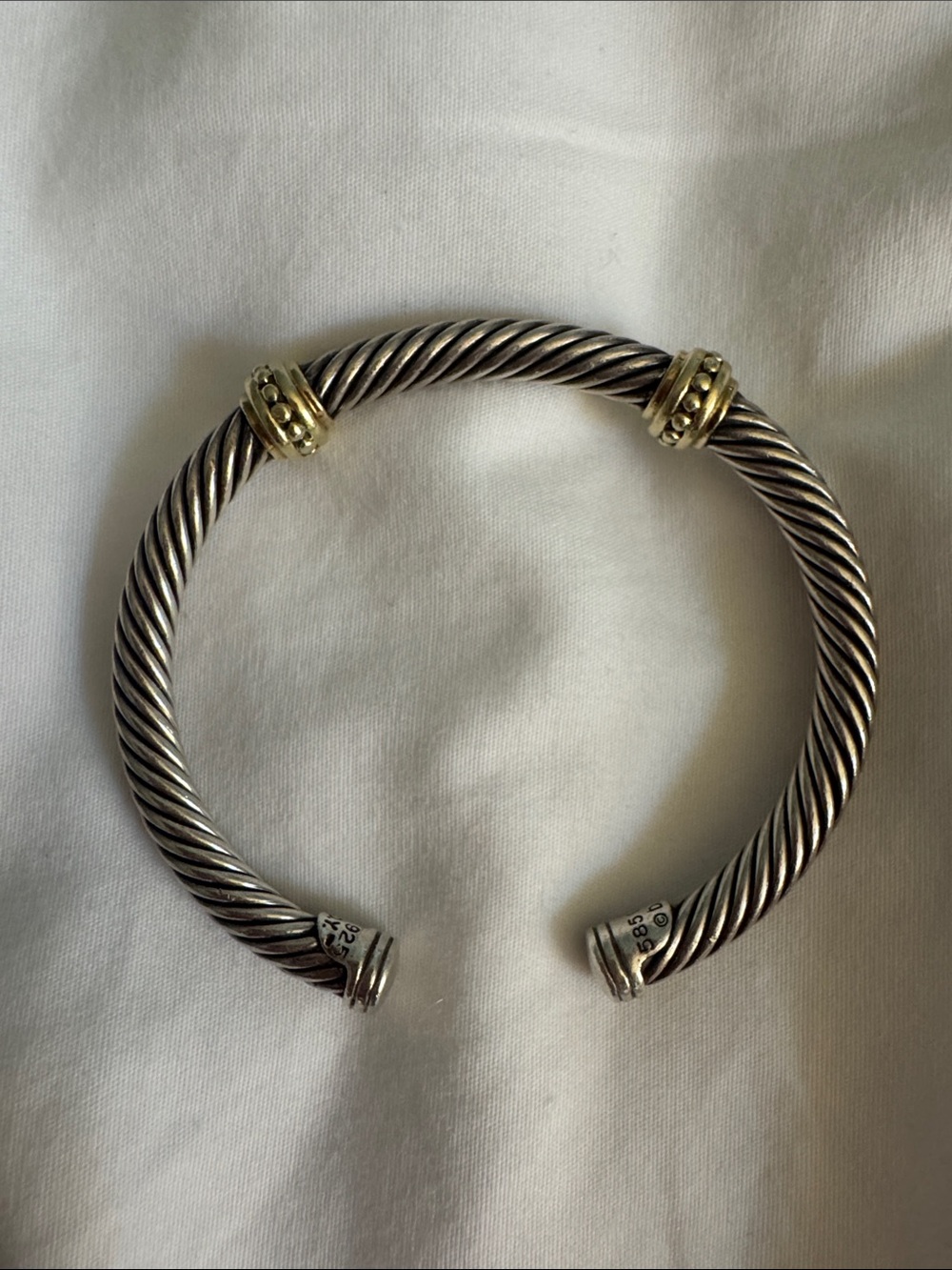 David Yurman two-tone cable station cuff bracelet